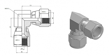 Угольник 90° JIC 1/2" (Г-Г)